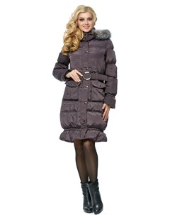 Женское пальто из текстиля с капюшоном отделка блюфрост Мосмеха
