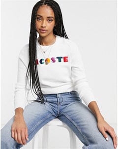 Белый свитер с надписью Lacoste