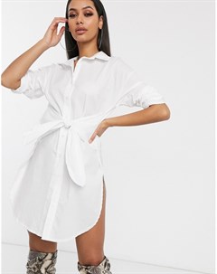 Белое платье рубашка с разрезами по бокам Femme luxe