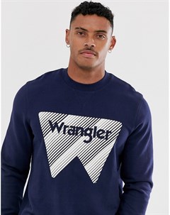 Темно синий свитер с круглым вырезом и логотипом Wrangler