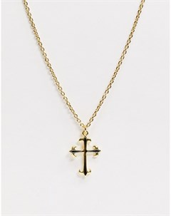 Золотистое ожерелье с крестом Seven london