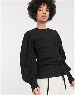 Черная блузка бюстье со сборками по бокам Simonett
