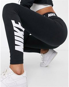 Черные леггинсы с завышенной талией и логотипом Nike