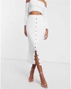 Белая облегающая юбка миди от комплекта с пуговицами Fashionkilla