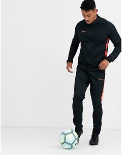 Черный спортивный костюм с красными полосками по бокам academy Nike football