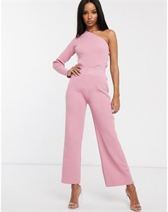 Розовые трикотажные расклешенные брюки от комплекта Fashionkilla
