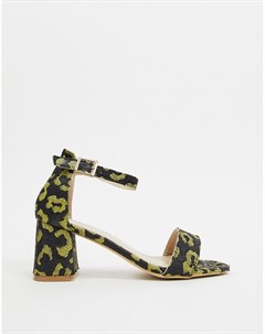 Туфли на блочном каблуке с ярким леопардовым принтом Glamorous