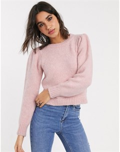 Розовый свитер с пышными рукавами Only