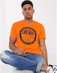 Неоновая оранжевая футболка с принтом Tom tailor