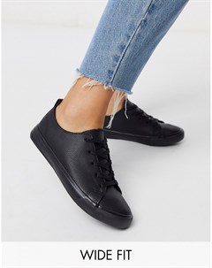 Черные кроссовки на шнуровке wide fit New look