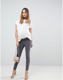 Выбеленные серые джеггинсы с посадкой под животом ASOS DESIGN Maternity Rivington Asos maternity