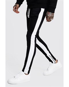 Трикотажные узкие брюки для бега со вставками по бокам с надписью MAN белого цвета Boohoo