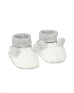 Носочки пинетки вязаные белый и серый Mothercare