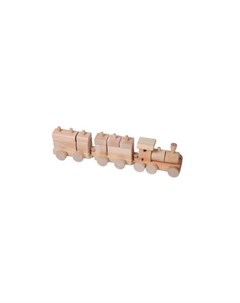 Деревянная игрушка конструктор паровозик неокрашенный в пакете Paremo