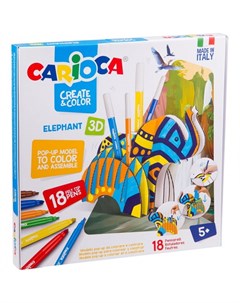 Набор для рисования Elephant 18 фломастеров и сборная подставка Carioca