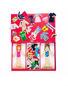 Развивающая игрушка Набор магнитных кукол Одень куклу с одеждой Рита и Мариша Стеша
