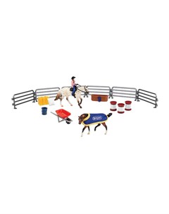 Игровой набор Вестерн из двух лошадей наездника и аксессуаров Breyer