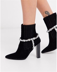 Черные бархатные ботинки в стиле вестерн Asos design