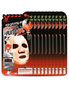 Маска тканевая с красным женьшенем для лица Red Ginseng Deep Power Ringer Mask Pack 10 шт Elizavecca