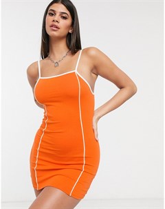 Оранжевое облегающее платье с контрастной отделкой Daisy street