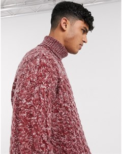 Бордовый oversized свитер с узором в косичку Asos design