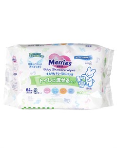 Детские влажные салфетки Flushable Запасной блок MERRIES 192 шт Merries