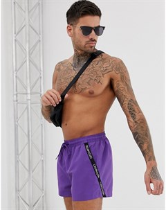 Фиолетовые пляжные шорты с фирменной лентой Calvin klein