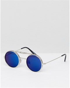 Солнцезащитные очки с синими зеркальными стеклами в круглой подъемной оправе Lennon Spitfire