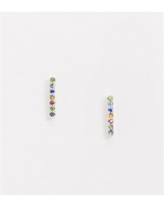 Эксклюзивные серебряные серьги гвоздики с разноцветными кристаллами Kingsley ryan