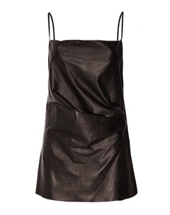 Черное кожаное платье мини Gucci