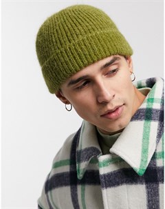 Зеленая шапка бини из шерсти альпака Asos white