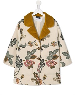 Жаккардовое пальто с цветочным узором Oscar de la renta kids