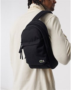 Черный рюкзак через плечо с логотипом крокодилом Lacoste