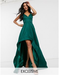 Зеленое платье для выпускного с асимметричным подолом Bariano