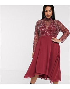 Платье миди с декорированным лифом и запахом на юбке ASOS DESIGN Curve Asos curve