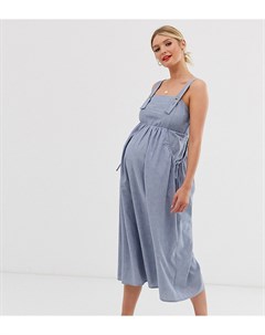 Сарафан миди в стиле комбинезона из шамбре и с карманами ASOS DESIGN Maternity Asos maternity