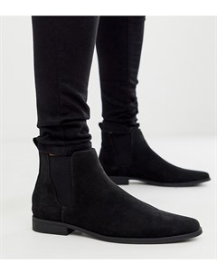 Черные ботинки челси для широкой стопы из искусственной замши Asos design