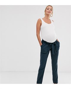 Темно синие строгие брюки карго для беременных Mamalicious