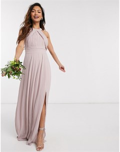 Эксклюзивное розовое плиссированное платье макси для подружки невесты Tfnc