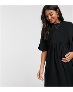 Черное свободное платье с рукавами оборками ASOS DESIGN Maternity Asos maternity