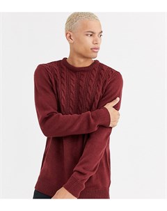 Бордовый свитер с отделкой узором в косичку Tall Another influence