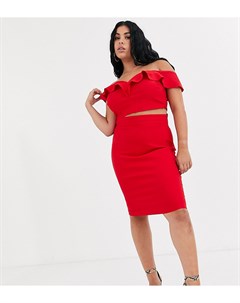 Красная юбка миди от комплекта Vesper plus