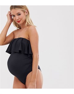 Черный слитный купальник бандо с оборкой ASOS DESIGN Мaternity Asos maternity