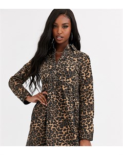 Свободное джинсовое платье с леопардовым принтом Missguided tall
