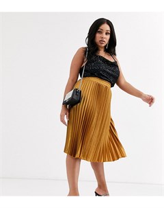 Золотистая юбка миди с завышенной талией Koco & k plus