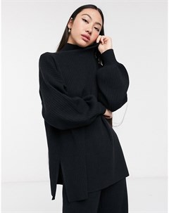 Черный свитер с объемными рукавами Femme Selected