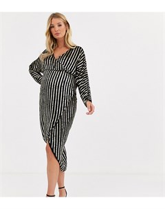 Платье миди в полоску с отделкой и рукавами летучая мышь ASOS DESIGN Maternity Asos maternity