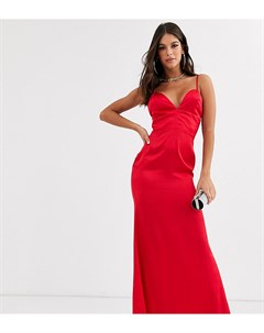 Красное атласное платье макси Missguided tall