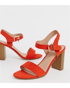 Оранжевые босоножки для широкой стопы на блочном каблуке New Look New look wide fit