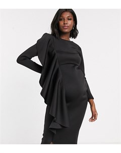 Черное платье миди с оборкой True violet maternity